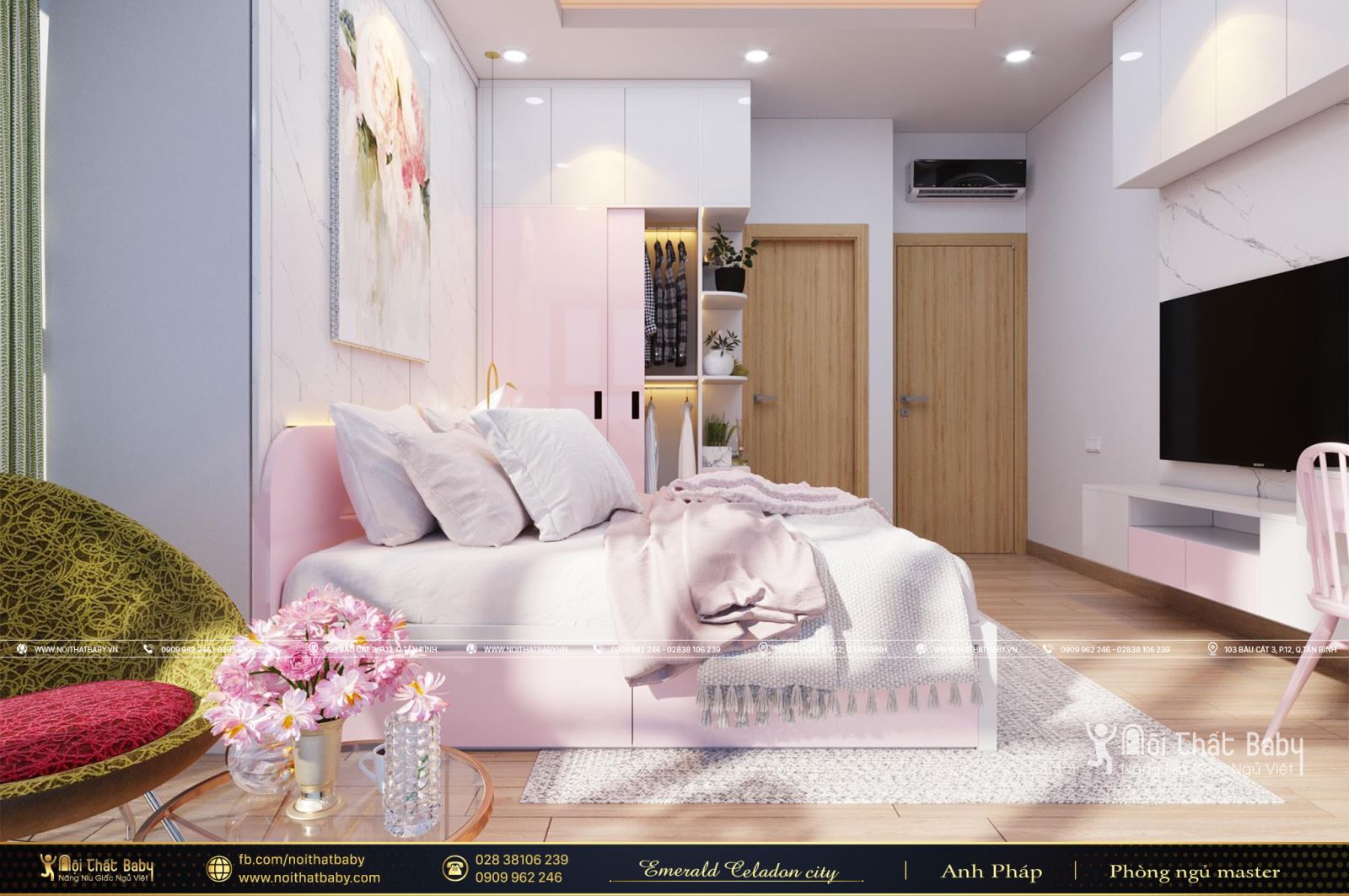 Thiết kế nội thất căn hộ chung cư cao cấp Emerald Celadon City 104m2